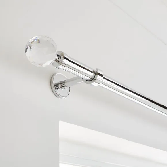 Faceted Ball Extendable Metal Eyelet Curtain Pole