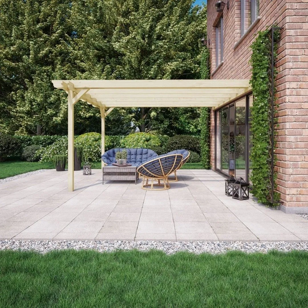 Rutland County Garden Furniture Ltd Wall Mounted Double Garden Pergola, L360 x W480 x H270 cm, Light Green 2