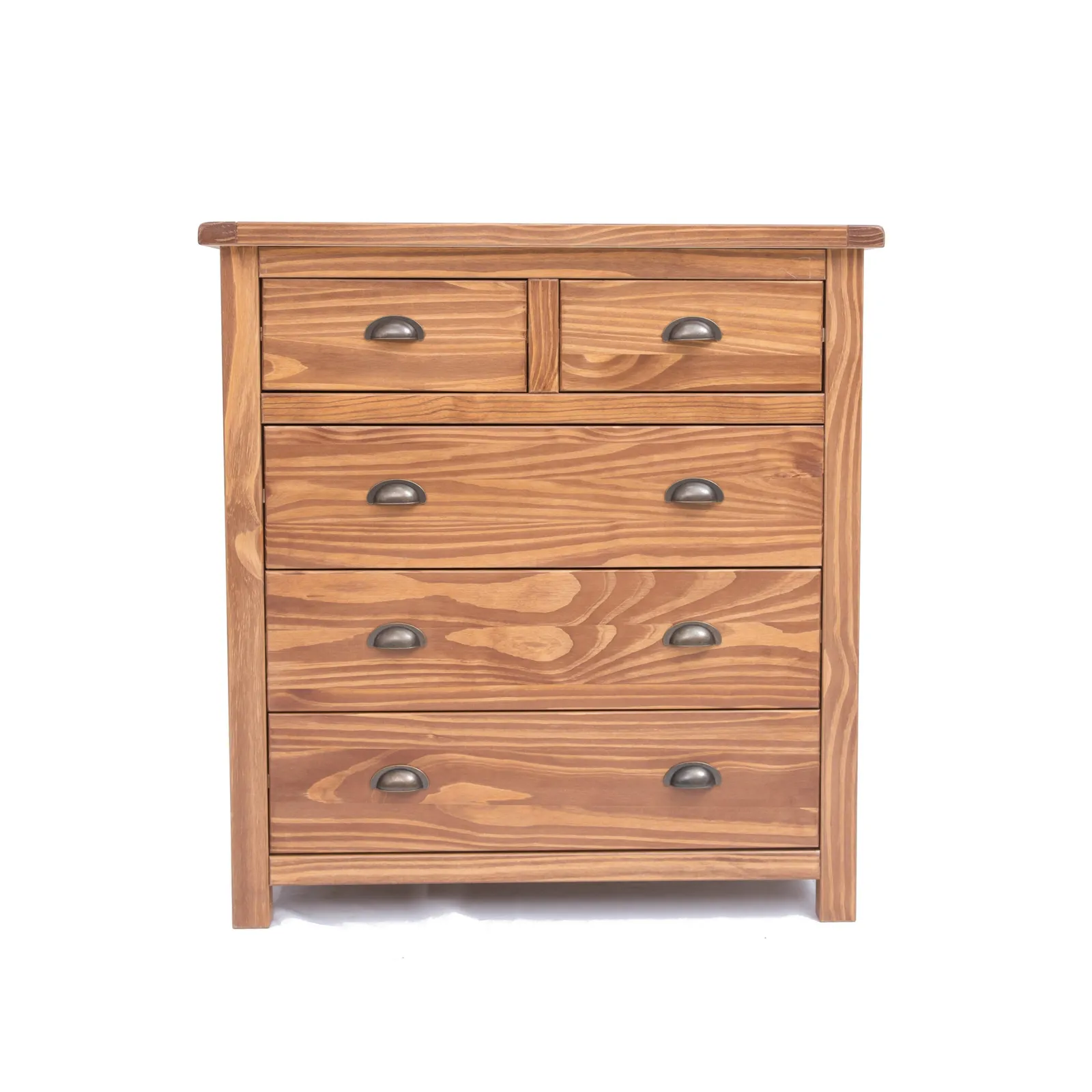 Cabinet Bits Padua 5 Drawer Chest of Drawers Brass Cup Handle in Brown