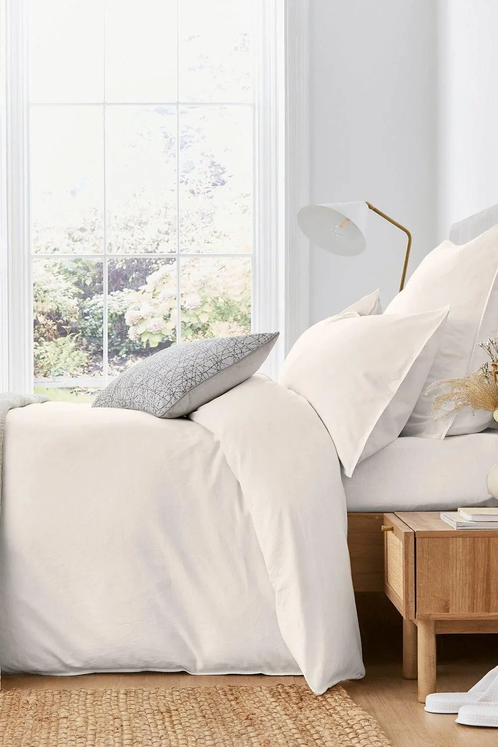 Murmur 'Linen Rich Plain Dye Still' Square Pillowcase in Ivory 3