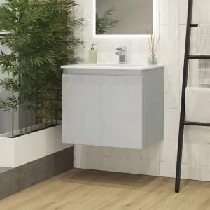 Newland Pearl Basin Suspended Double Door Unit - 600mm 2