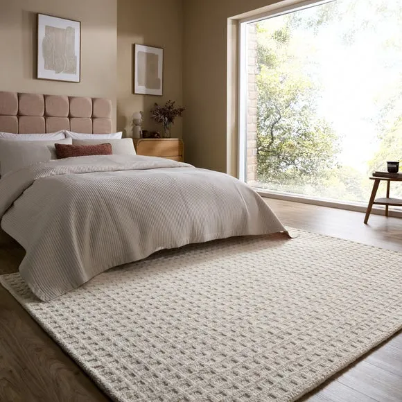 Textured Grid Checked Rug