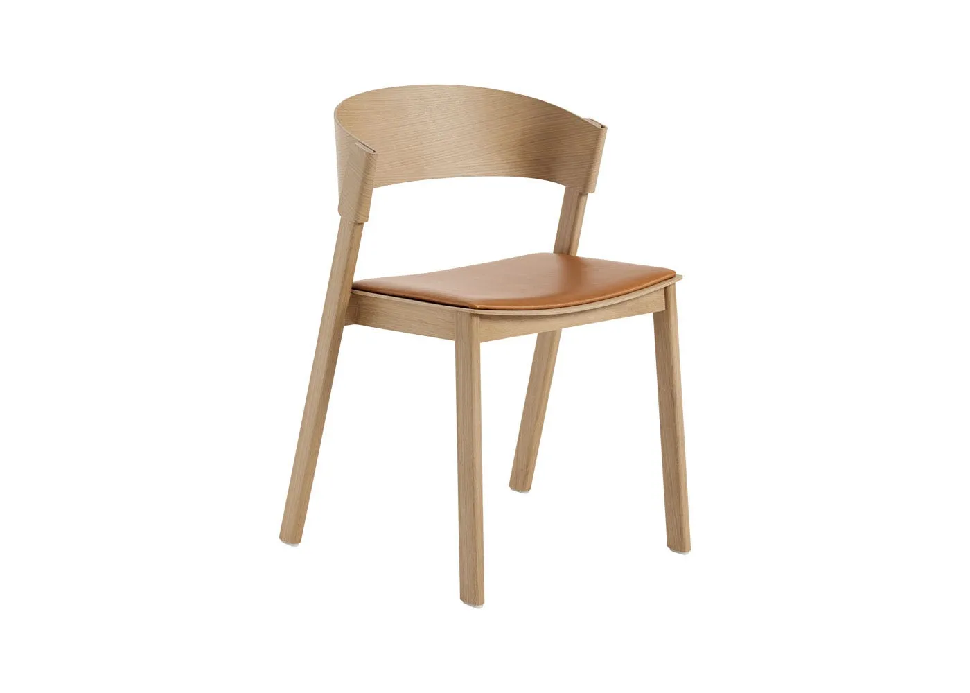 Muuto Cover Side Chair Oak with Cognac Leather Seat 1