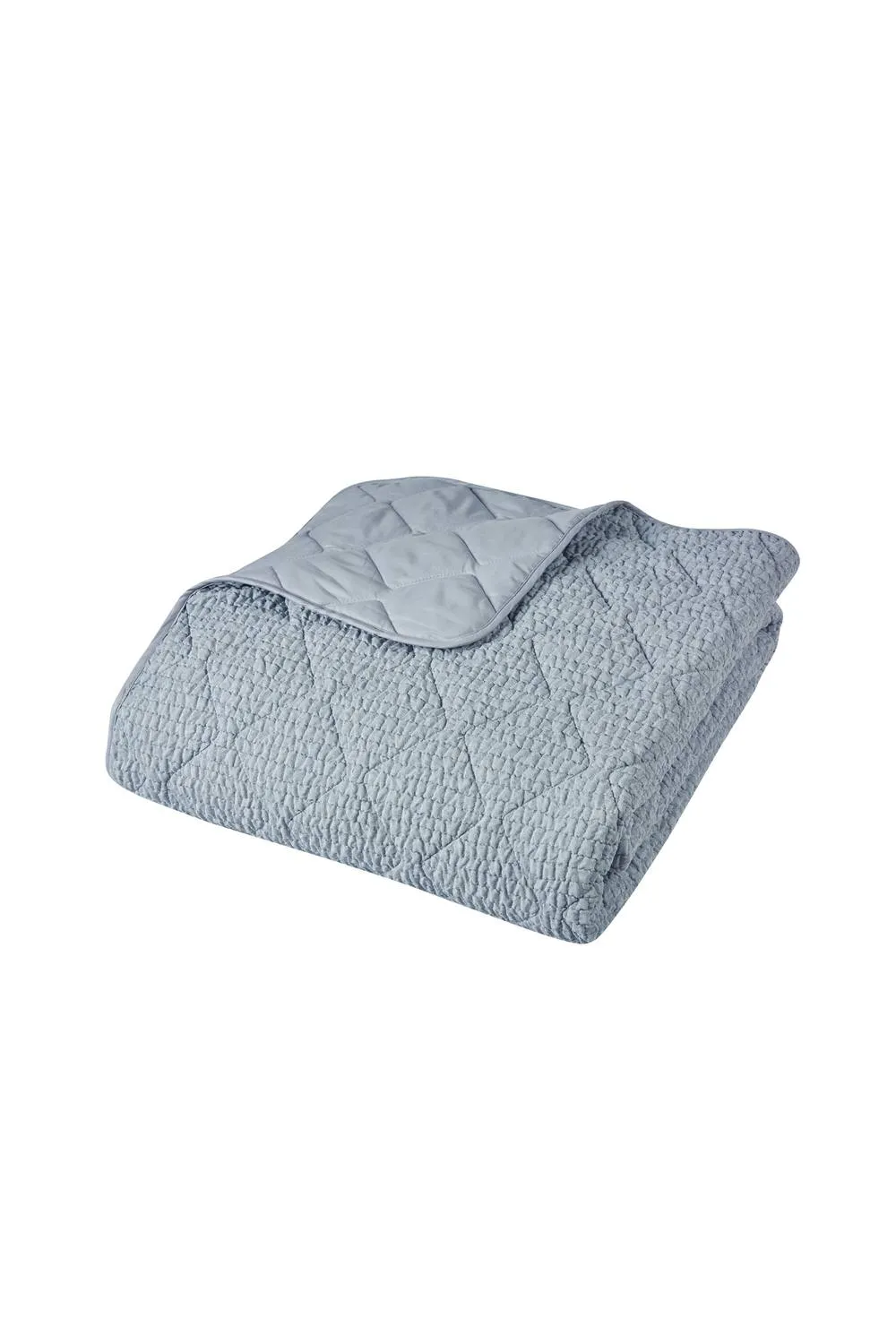 Catherine Lansfield 'Crinkle Seersucker Texture' Bedspread in Blue 4