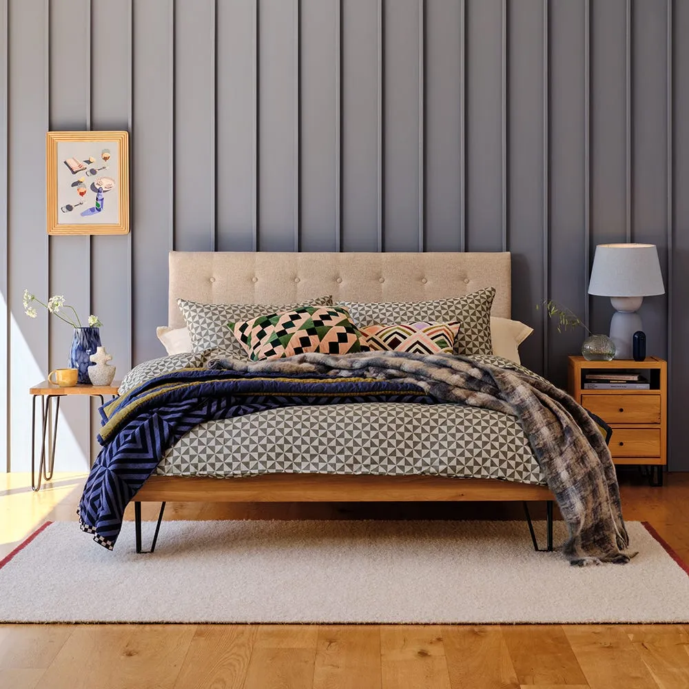 Heal's Brunel Bed Fabric Headboard Double Tessuta Oatmeal 4