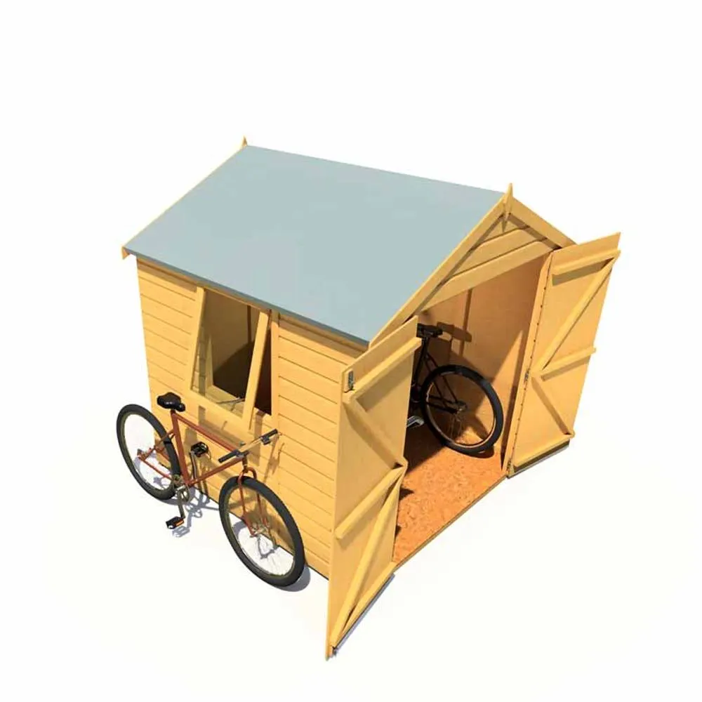 Shires Arran Double Doors - Garden Shed Workshop Approx 6x6 ft in Brown 3