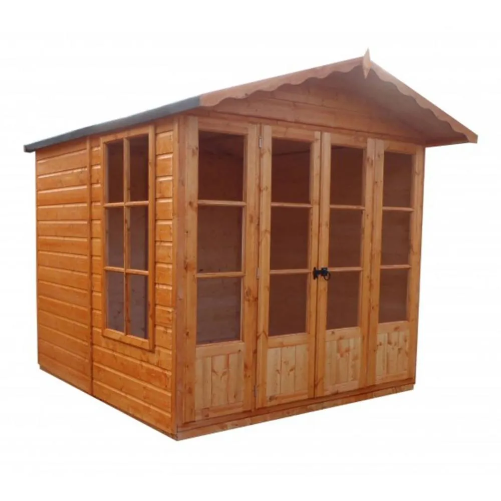 Shires Kensington Shiplap Summerhouse Garden Sun Room Approx 7 x 7 Feet in Brown