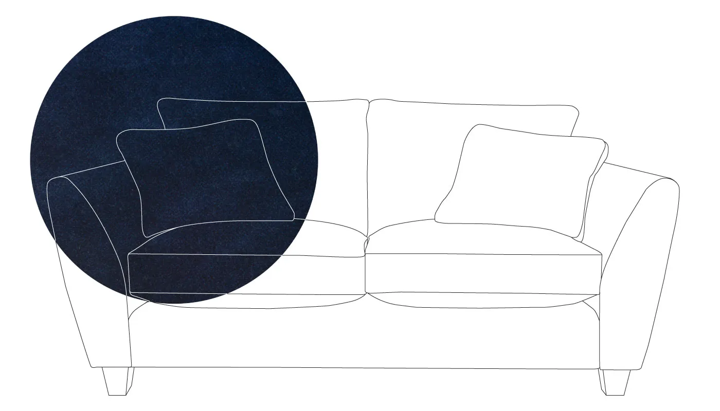 Heal's Torino 3 Seater Sofa Velvet Midnight Natural Feet 1