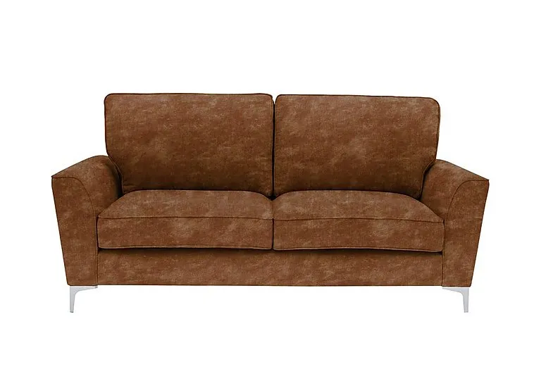 Legend 3 Seater Classic Back Fabric Sofa with Chrome Feet - Sublime Rust
