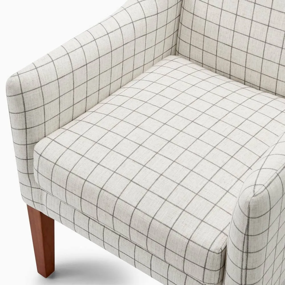 FurnitureboxUK Aubrey Beige Check Fabric Wingback Accent Armchair 6