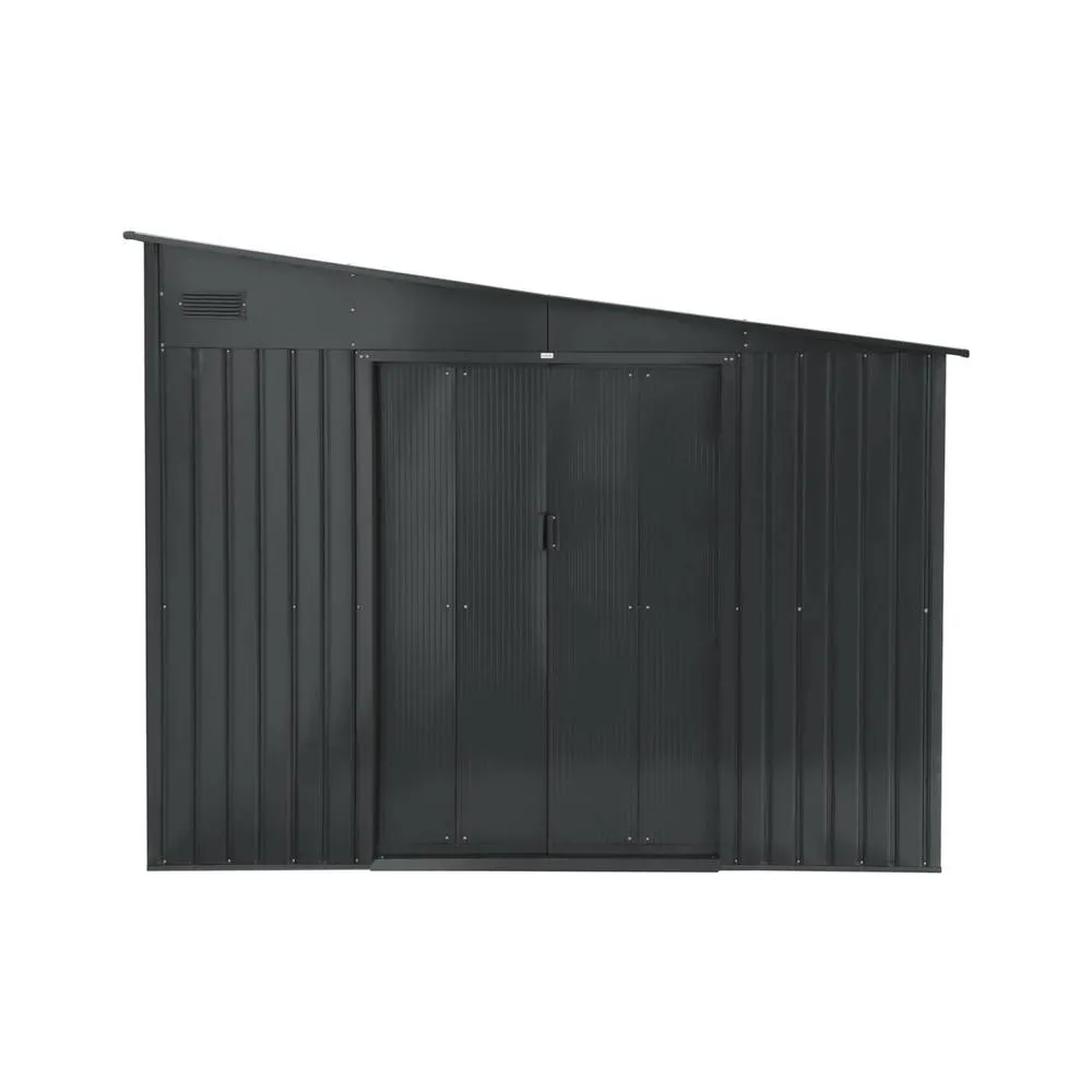 sweeek Steel garden shed 8.96m² with anchoring kit in Dark Grey 2