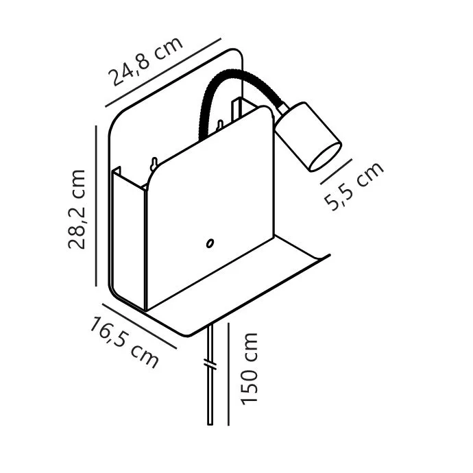 Nordlux Roomi Wall Light Black Metal Bedroom GU10 Switch Plug In/Mains 6
