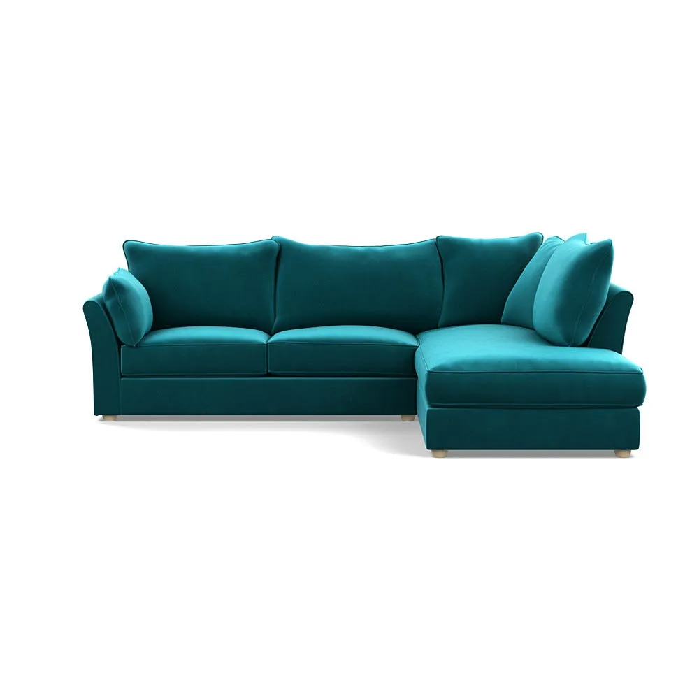 Heal's Tailor Right Hand Facing Corner Sofa Smart Velvet Petrol Natural Feet 1