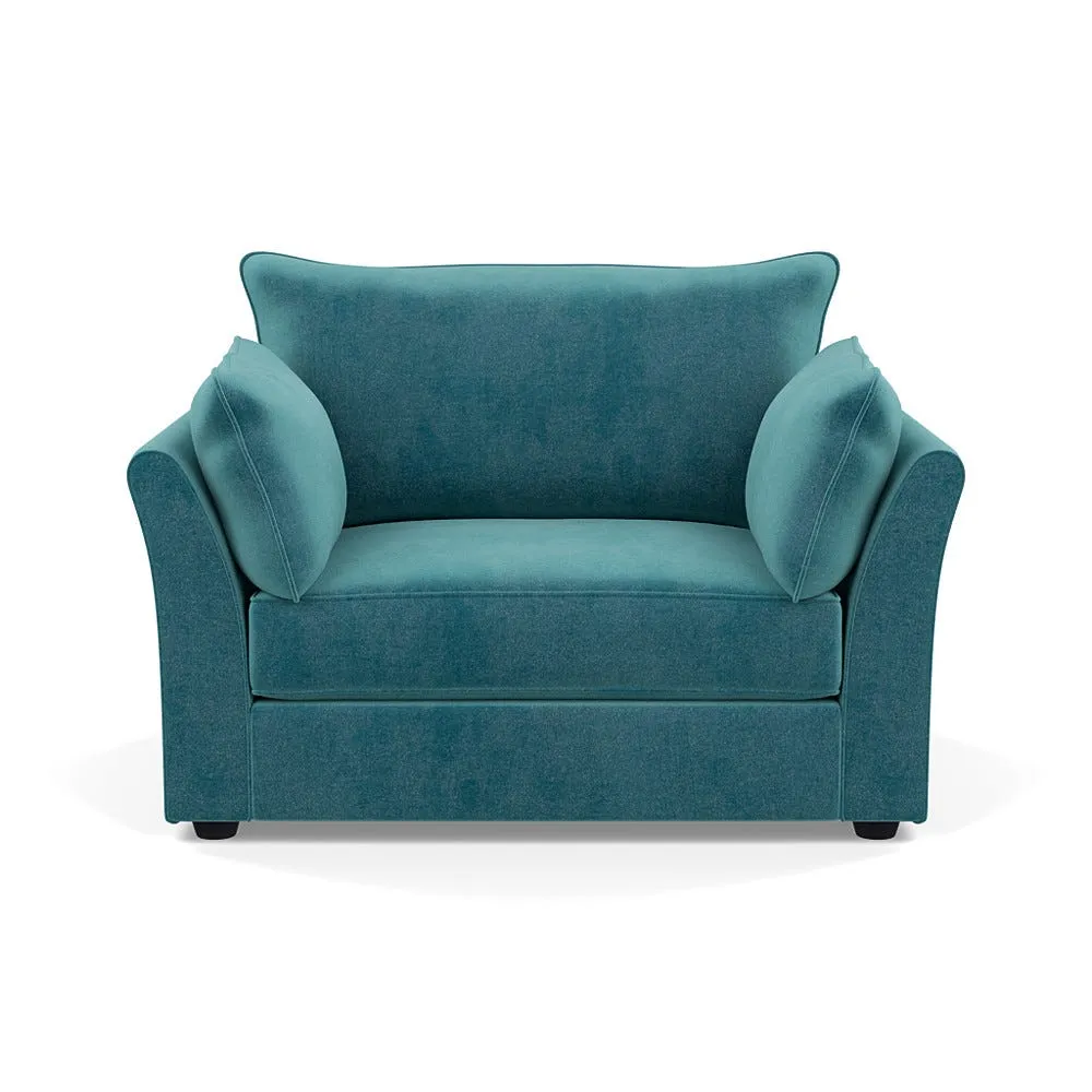 Heal's Tailor Loveseat Smart Luxe Velvet Airforce Blue Black Beech Feet