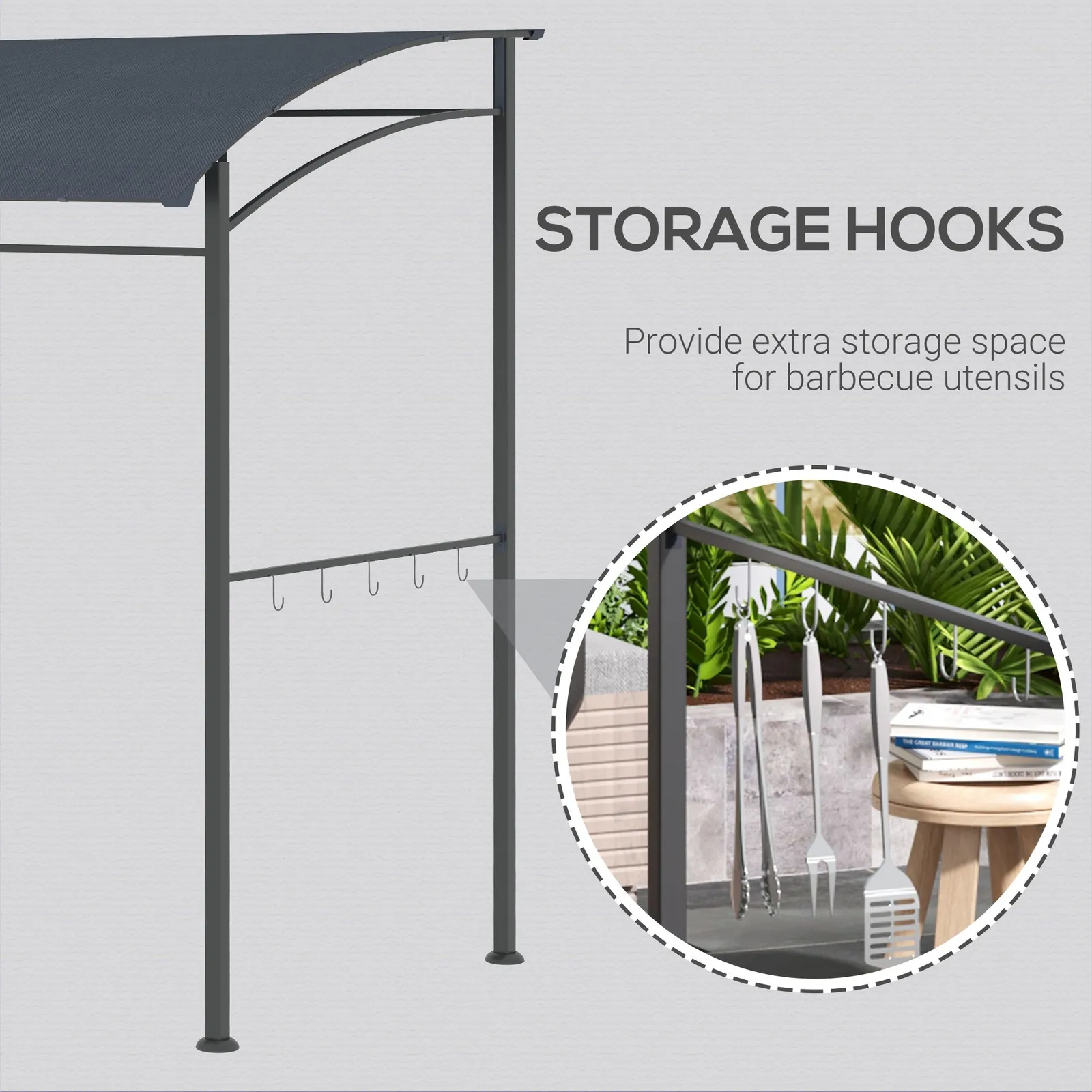 OUTSUNNY 2.2 x 1.5 m BBQ Gazebo Tent Sun Shade with Canopy in Dark Grey 5
