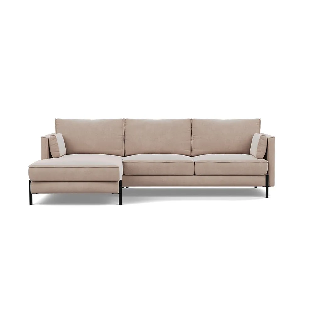 Heal's Tortona Left Hand Facing 4 Seater Corner Chaise Smart Velvet Pebble Black Feet 1