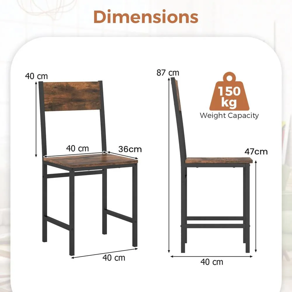 Costway Set of 2 Dining Chairs Armless Dinner Chairs w/ Metal Legs in Brown 2