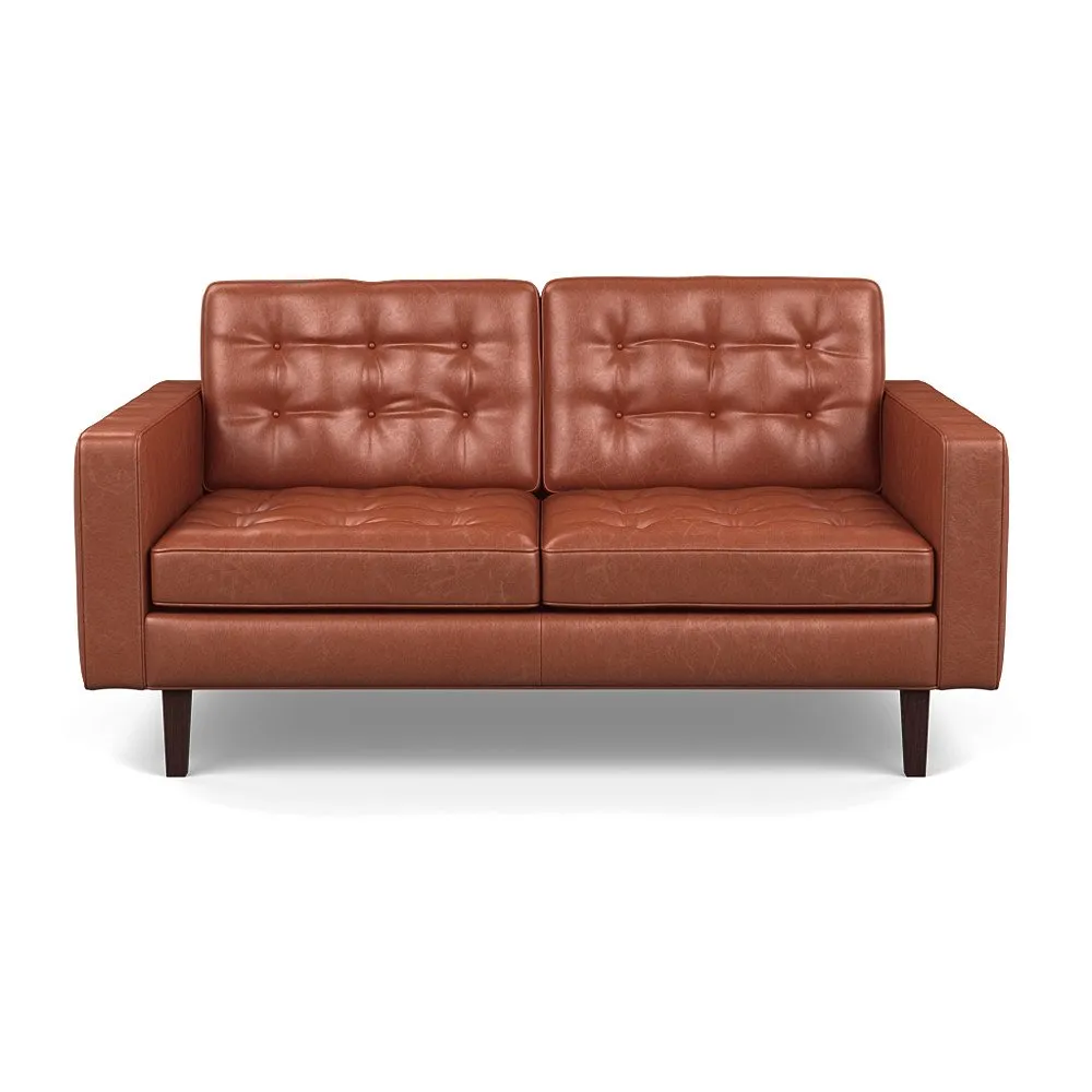 Heal's Hepburn 2 Seater Stonewash Leather Light Brown 274 Wenge Feet 1