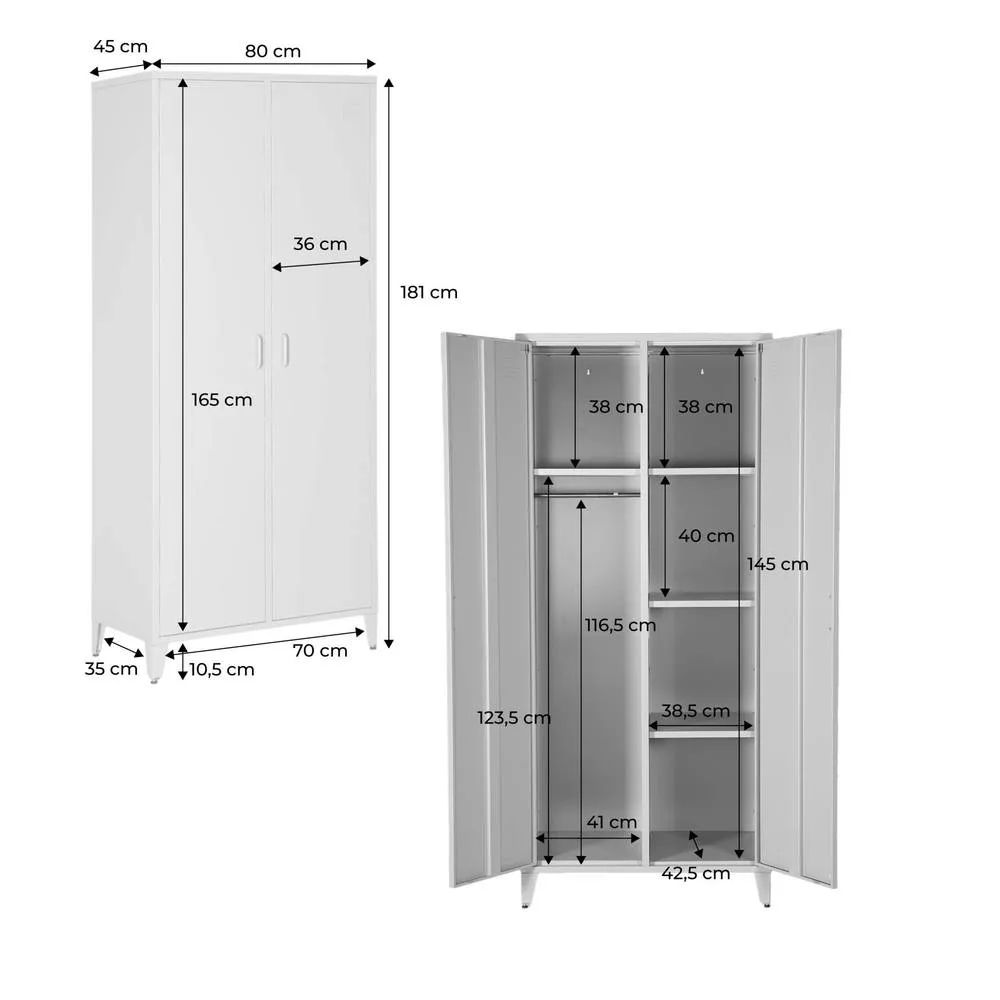 sweeek Industrial metal wardrobe for bedroom closet with 2 doors, 4 shelves in Black 5