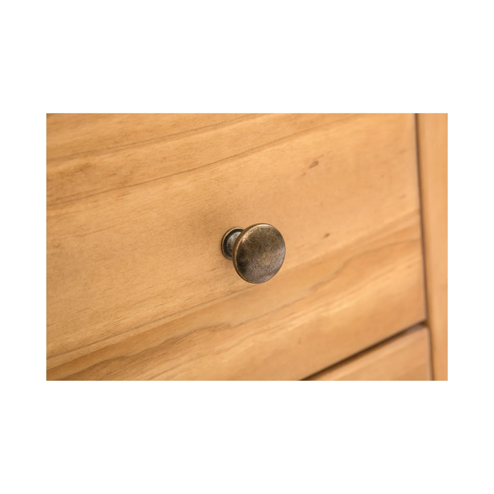 Cabinet Bits Lucca 3 Drawer Desk - Dressing Table Brass Knob in Light Brown 5