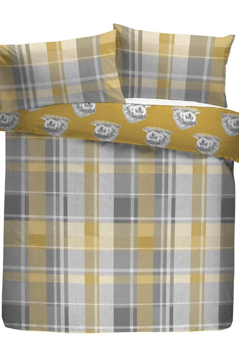 Dreams & Drapes 'Colville Check' 100% Brushed Cotton Duvet Cover Set in Mustard 6