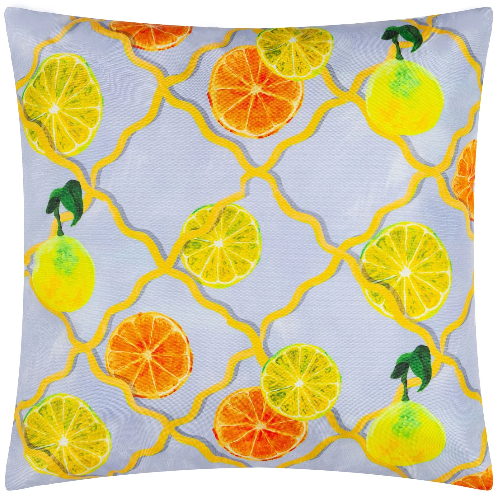 Wylder Citrus Trellis Printed Outdoor Cushion in Blue 2