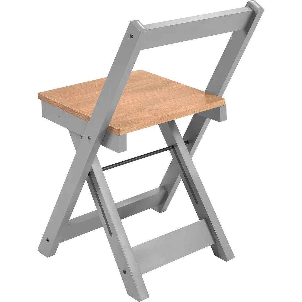 Seconique Santos Folding Chair (Box of 2) Grey Slate/Distressed Waxed Pine 4
