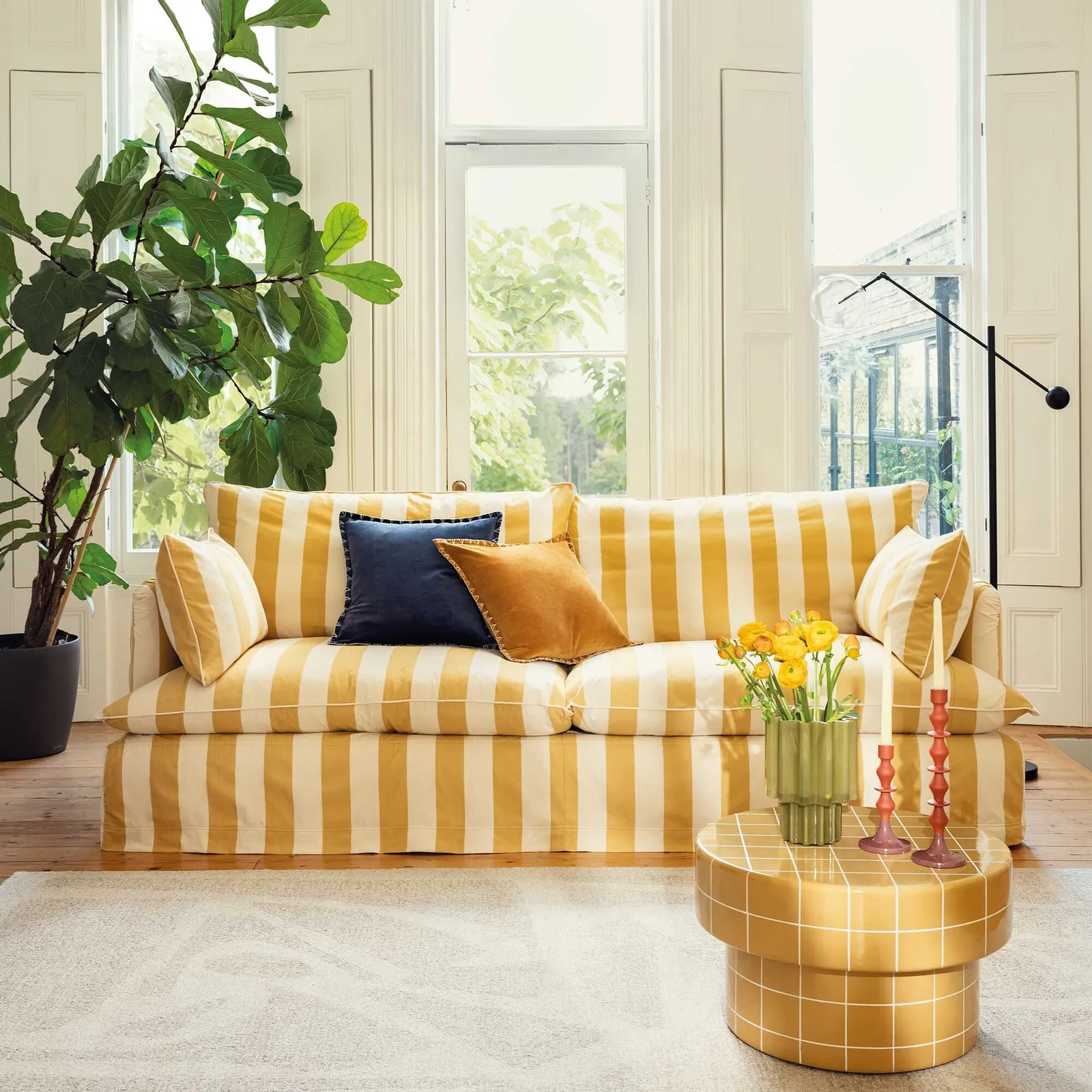 Tetrad Heritage Maja Grand Sofa, Yellow Fabric | Barker & Stonehouse 2