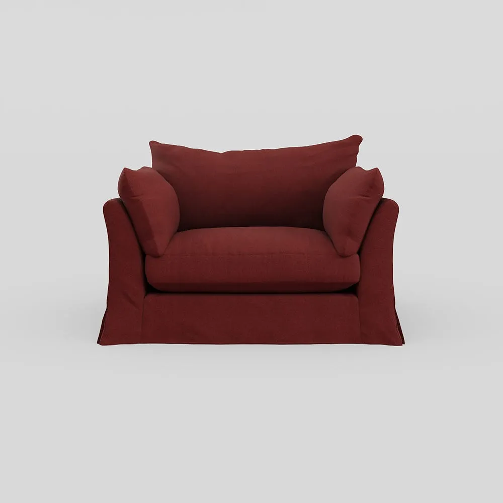 Heal's Tailor Loose Cover Loveseat Capelo Linen Etruscan Red, Natural Beech Feet