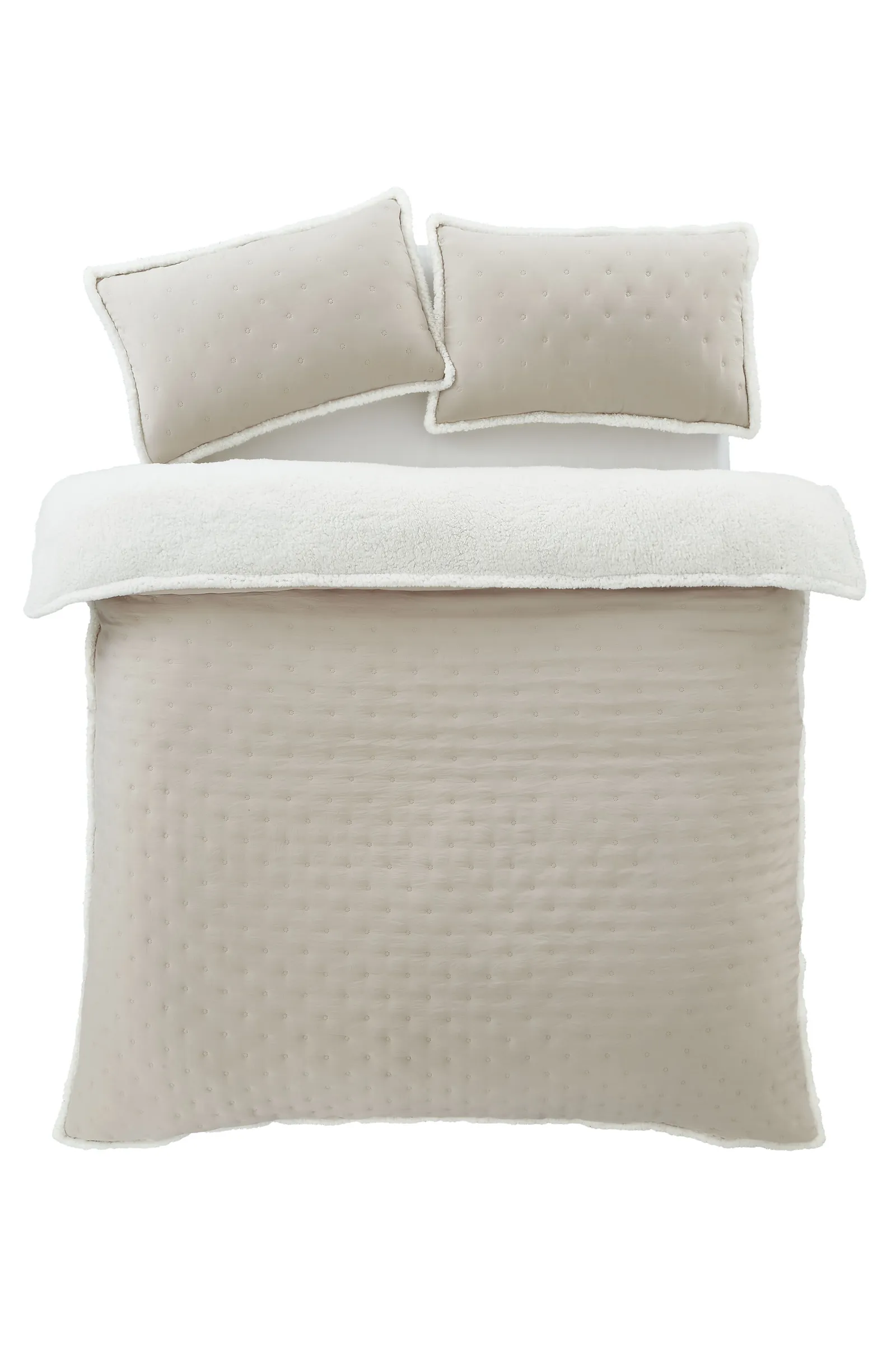 Catherine Lansfield 'Cosy Nori' Soft Sherpa Duvet Cover Set in Cream 5