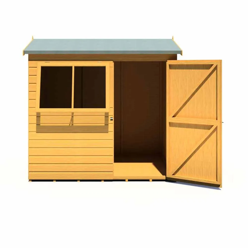 Shires Lewis 7 x 5 Feet Single Door Reverse Apex Style C Shed in Brown 2