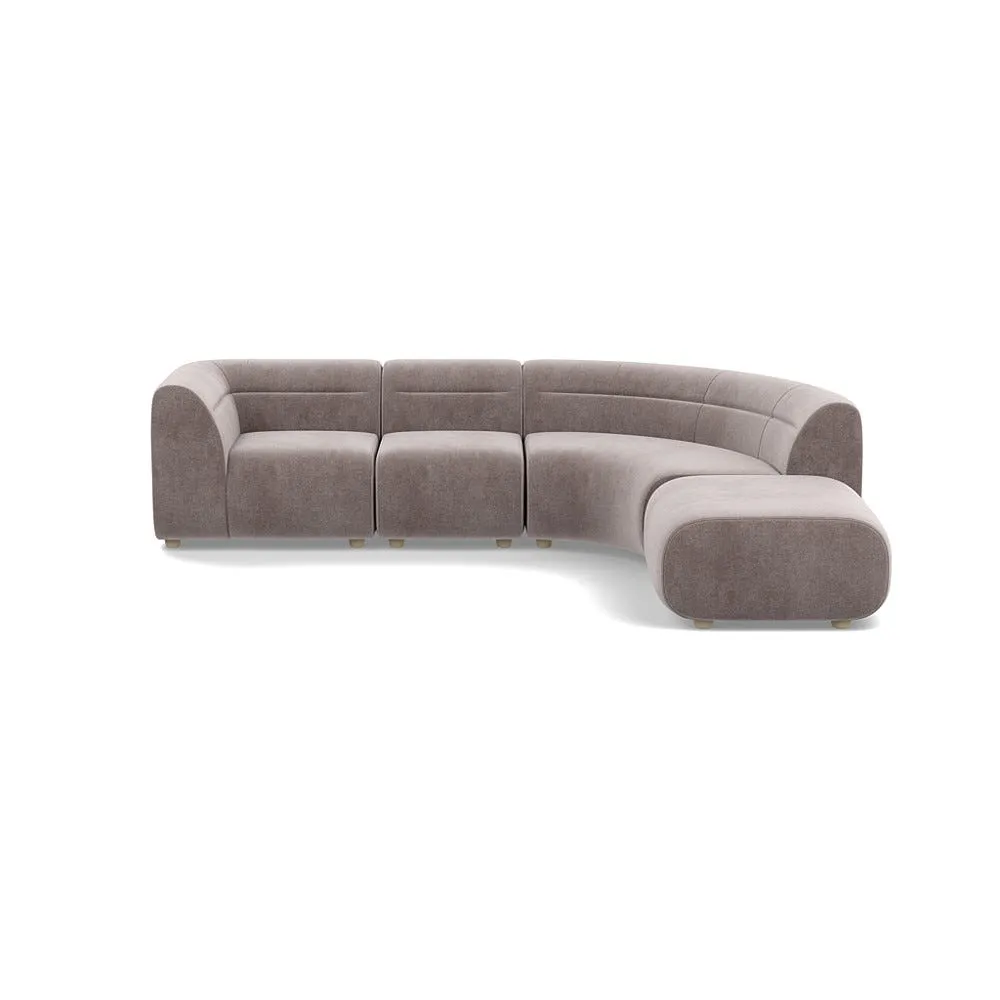 Heal's Lilli Right Hand Facing Curved Corner Sofa Smart Luxe Velvet Mushroom Natural Beech Feet 1
