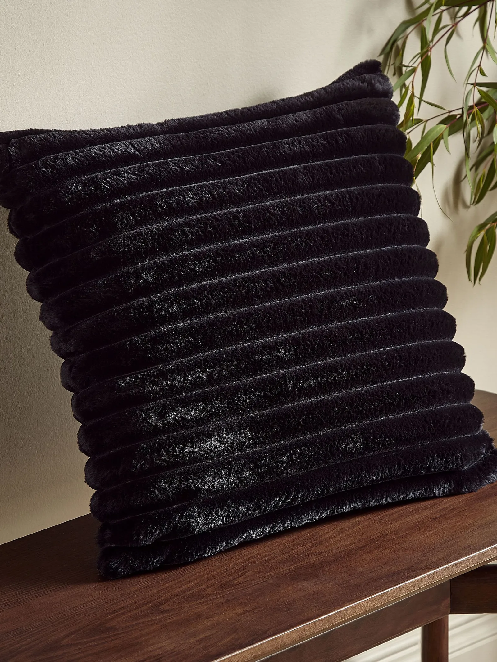 Catherine Lansfield 'Cosy Ribbed' Cushion in Black