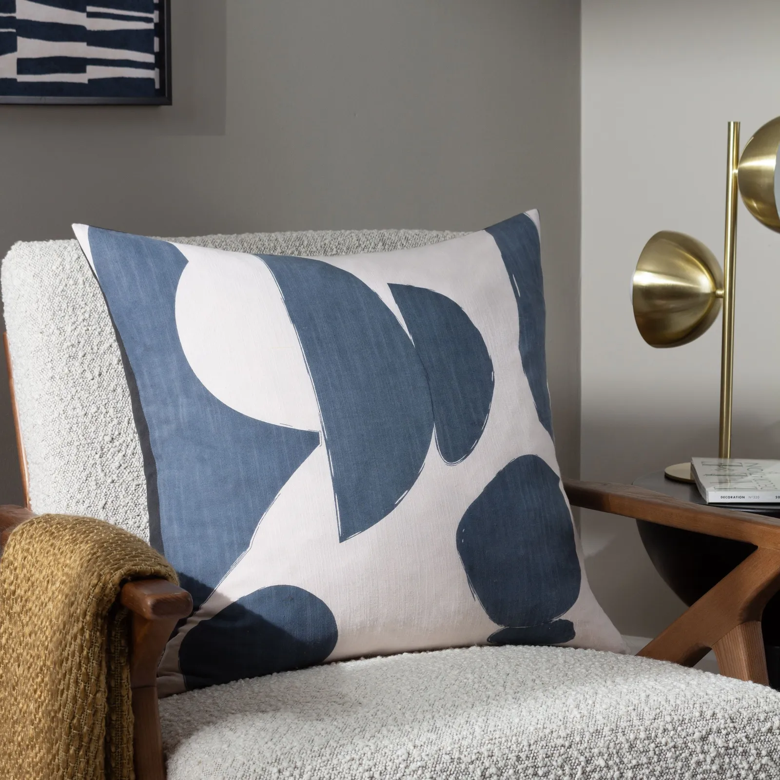 HOEM Meta Square Abstract Cushion in Dark Grey