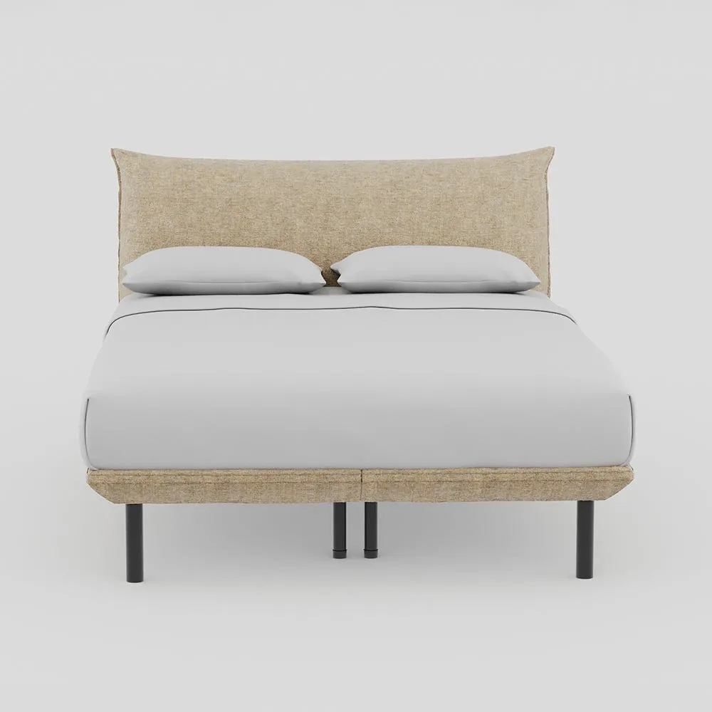 Heal's Aria Bed King NOVA VELLUTO Almond Slats, Black Feet 1