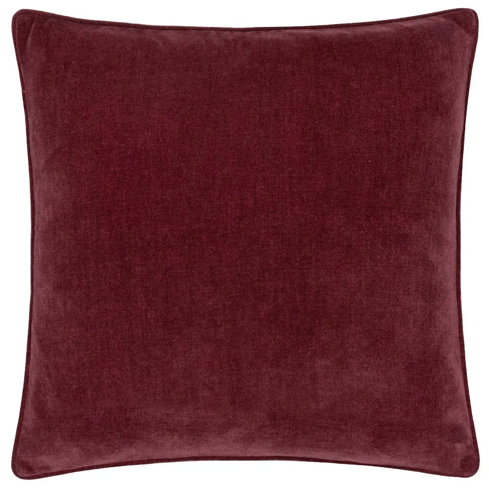Yard Heavy Chenille Woven Piped Cushion in Wine 2