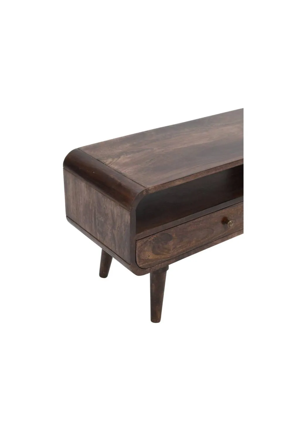 IH Design Rowledge Dark Mango Wood Large TV Stand 2 Drawers in Dark Brown 5