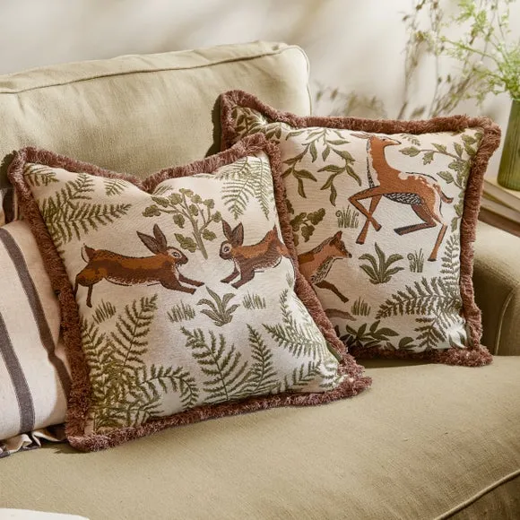 Wylder Nature Fable Rabbits Cotton Square Cushion 6