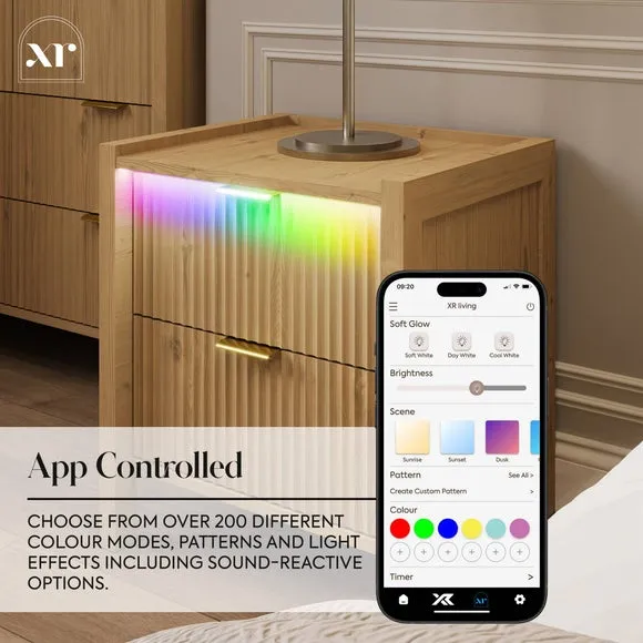 XR Living Dakota Bedside Table with App Controlled LED Lights 4