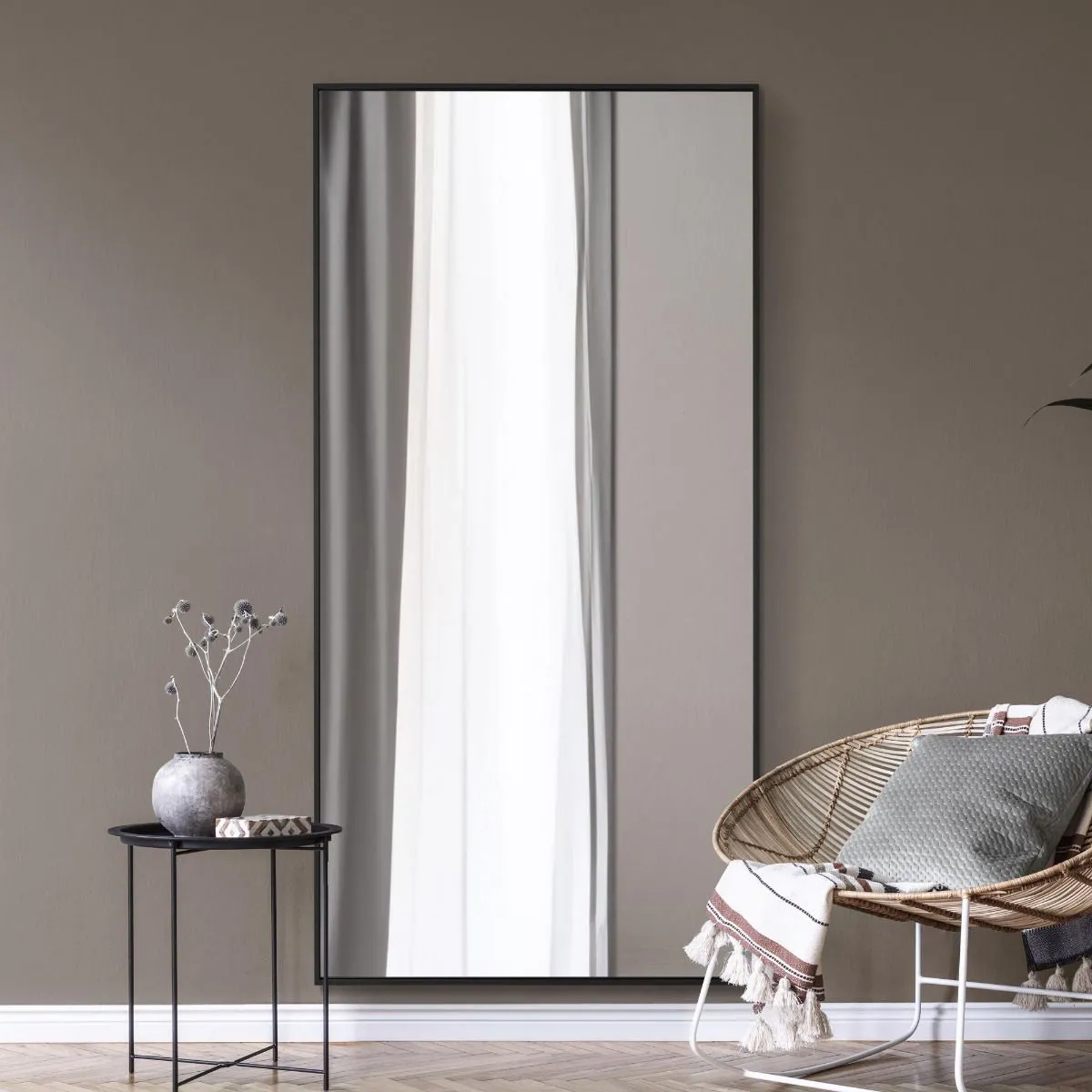MirrorOutlet Black Aluminium Edged Wall Mirror 79" X 39" (200CM X 100CM) 6