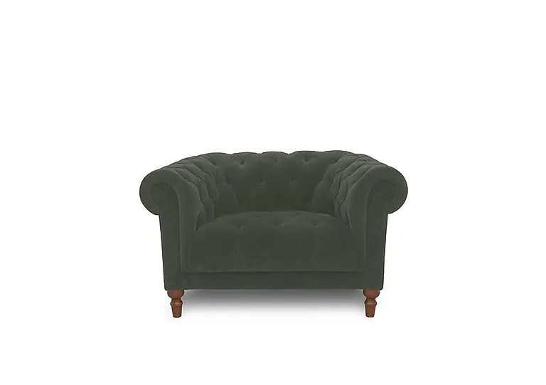 Columbus Fabric Armchair with Wooden Feet - Manhattan Pine