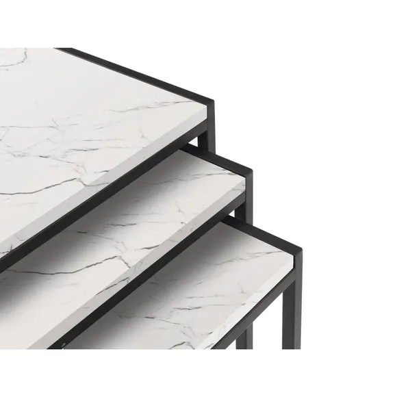 Tribeca Nest of 3 Tables, White Marble 4
