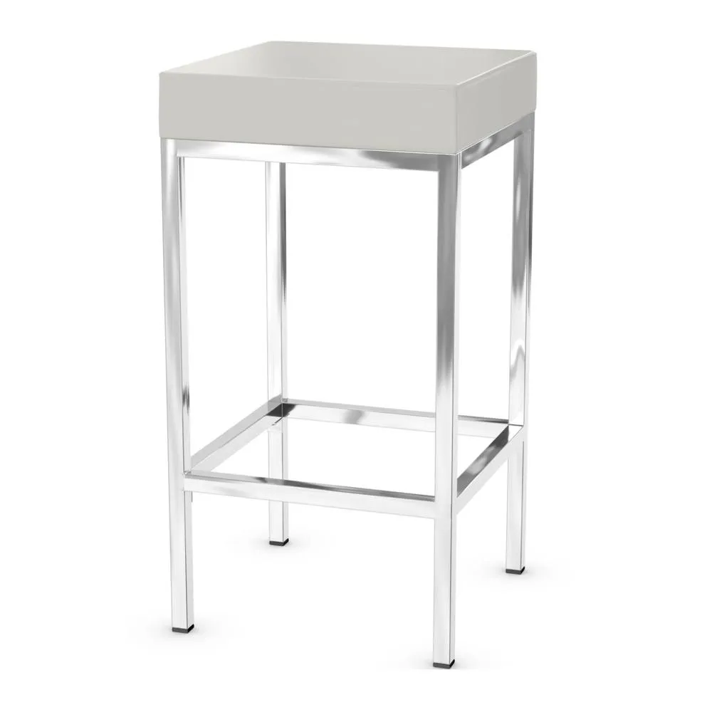 netfurniture Ernest Kitchen Bar Stool White Padded Seat Chrome Frame