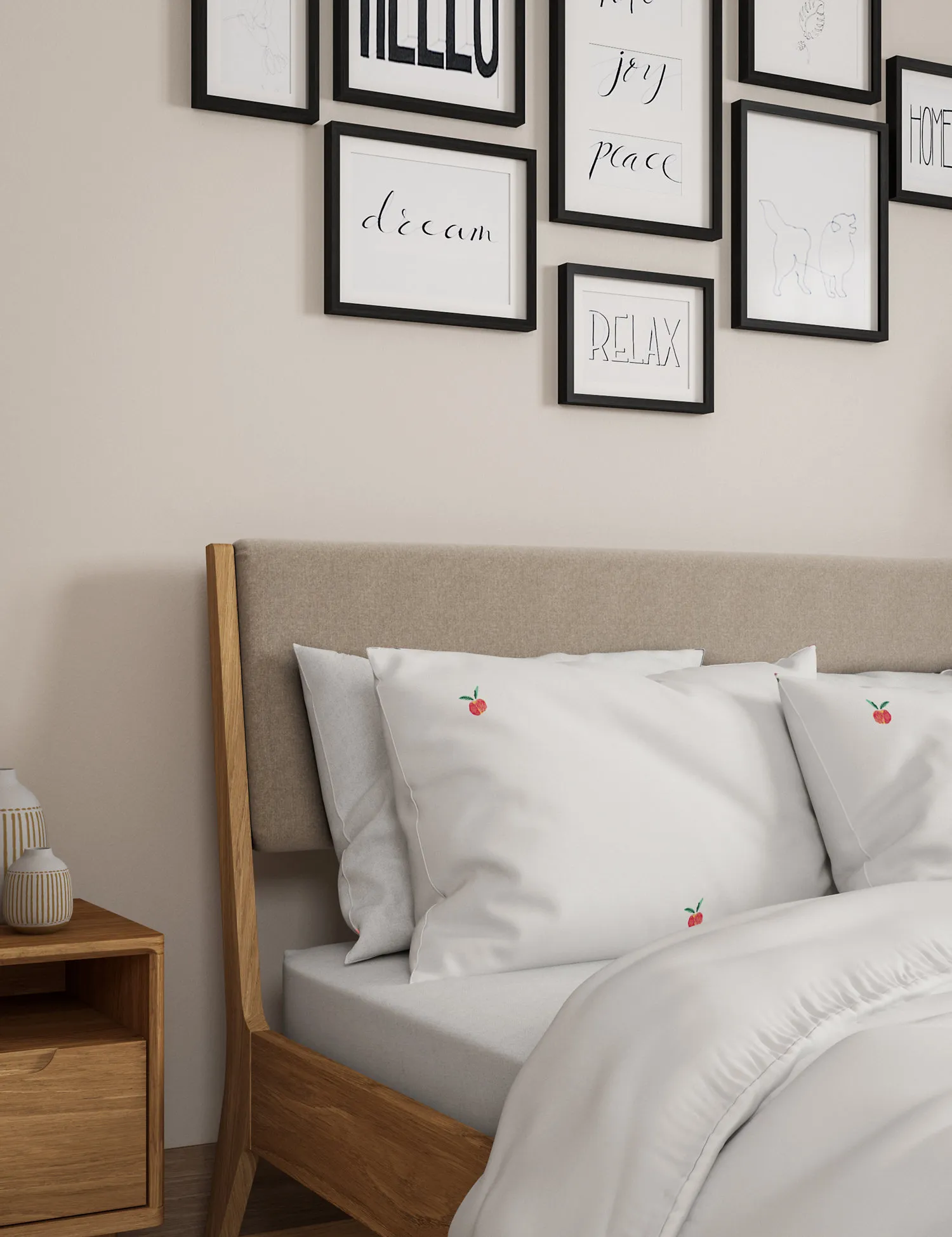 M&S Pure Cotton Apple Embroidered Bedding Set