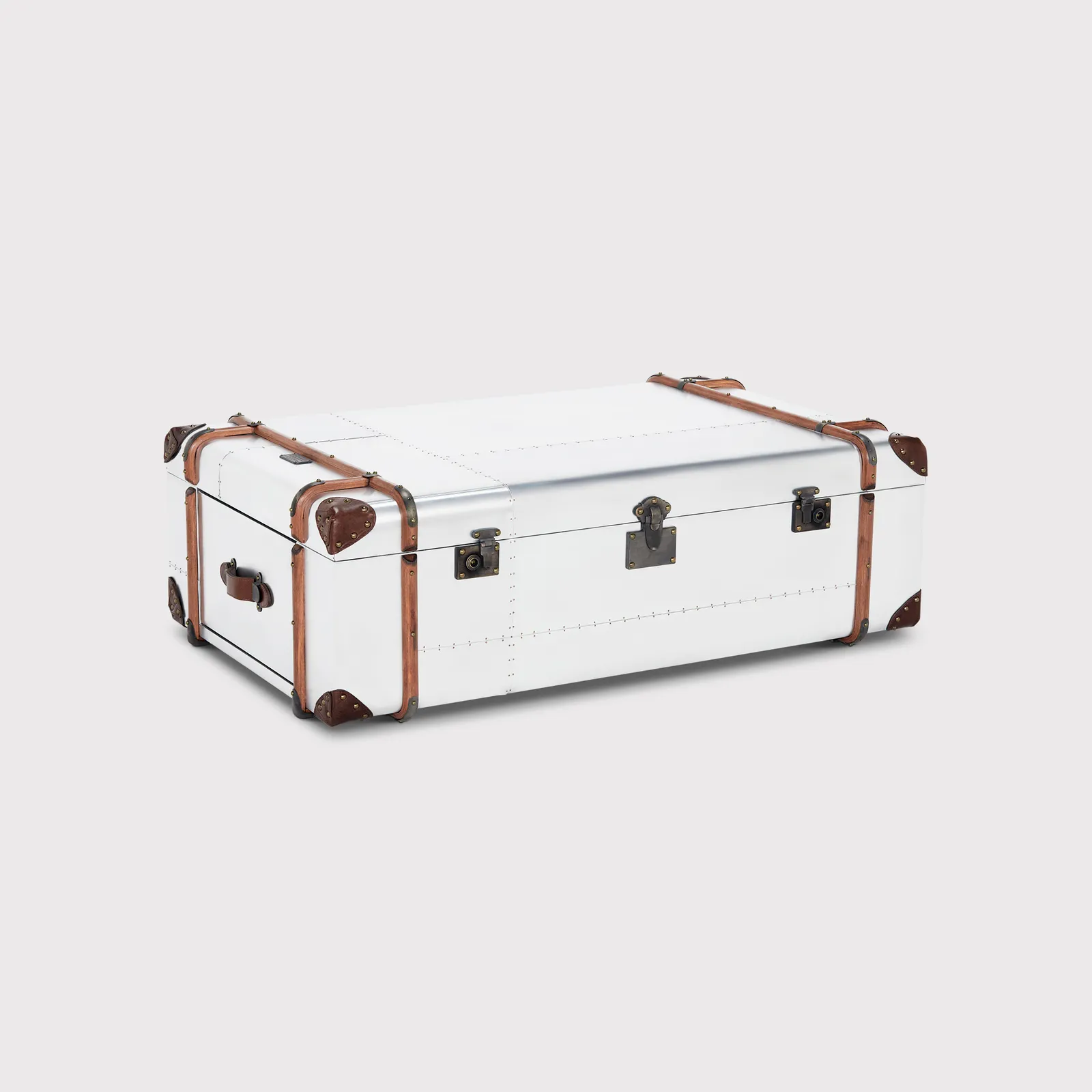 Timothy Oulton Globetrekker Coffee Table Large, Silver Metal | Barker & Stonehouse