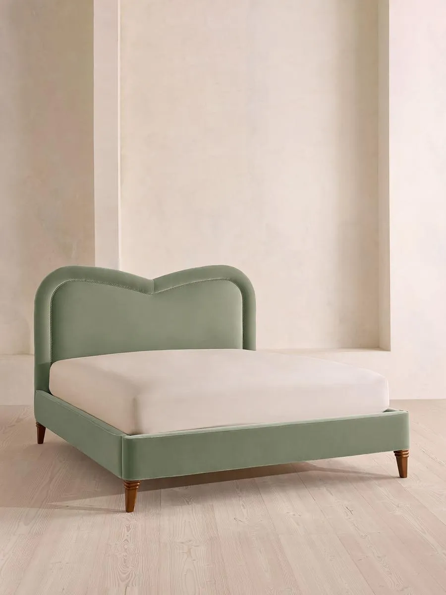 Keira Bed, King, Velvet, Seafoam
