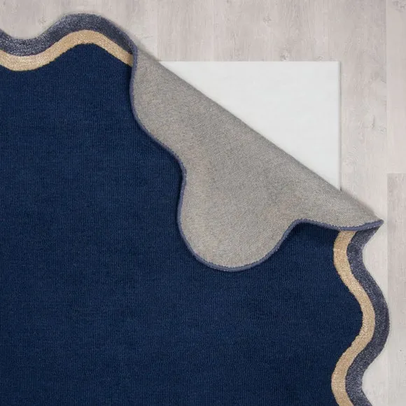 Azure Wave Border Wool Rug 3