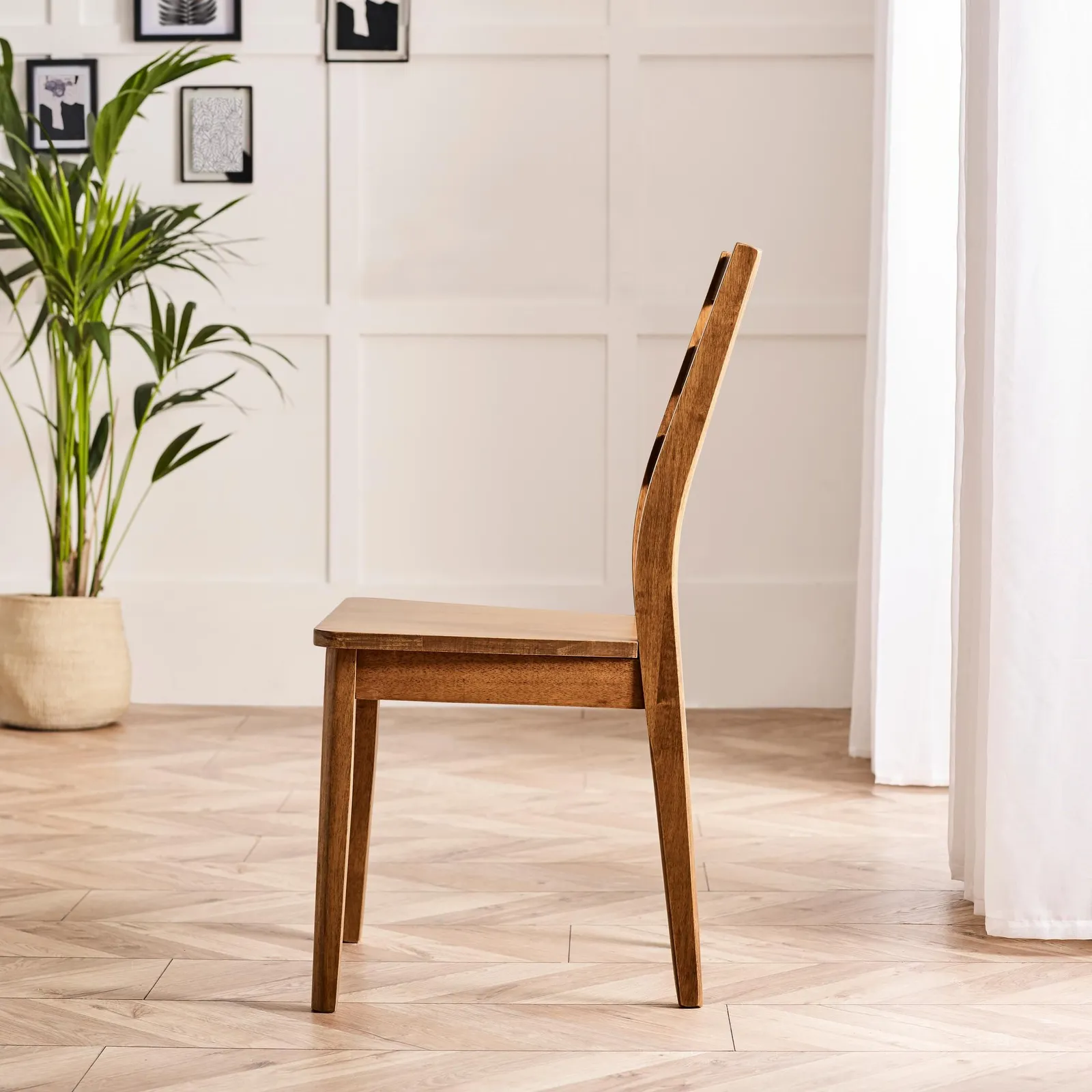 FurnitureboxUK Set of 2 Lynton Wooden Farmhouse Dining Chairs in Walnut 4