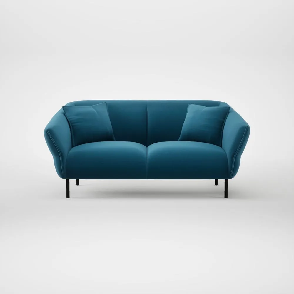 Heal's Alto 2 Seater Sofa Smart Velvet Ocean Blue Black Feet 2