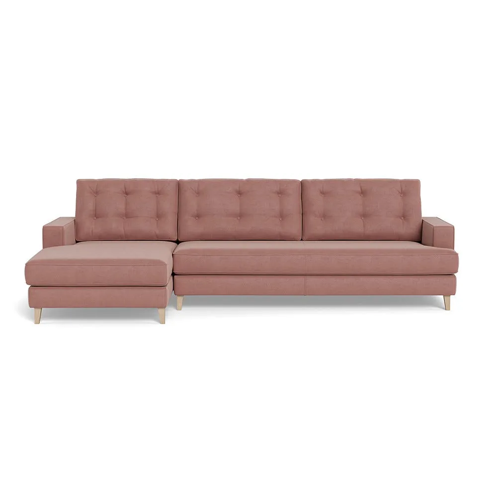 Heal's Mistral Left Hand Facing Corner Sofa Smart Luxe Velvet Dusky Pink Natural Beech Feet